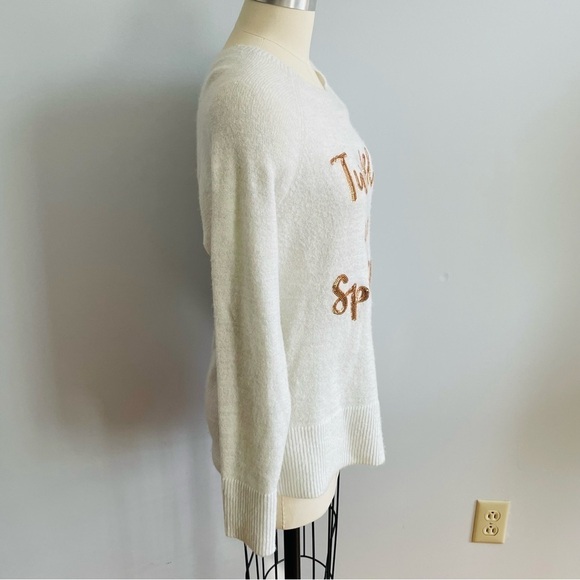 Apt. 9 Twinkle and Sparkle Sequin CreamFuzzy Sweater- Size Medium - Picture 3 of 5